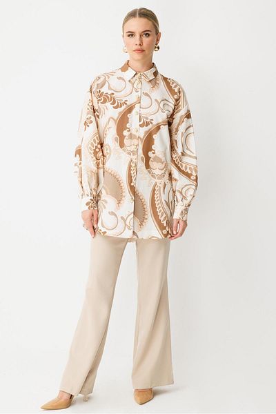 Ghisa قميص بياقة تونيك ECRU-BEIGE