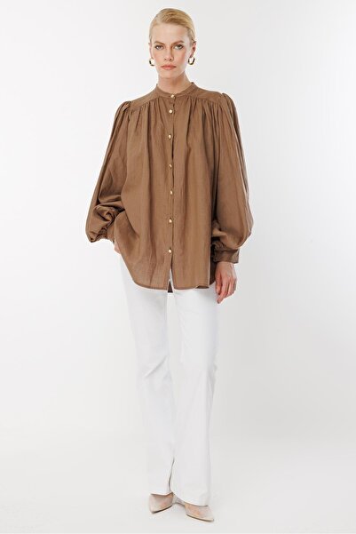 Ghisa Keten Tunik AÇIK KAHVE