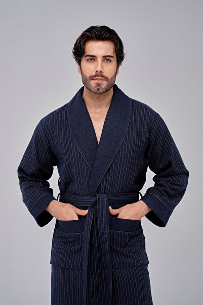 Nuşa Κομψό ριγέ ζακάρ μπαμπού βαμβακερό ανδρικό φόρεμα