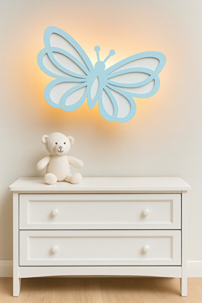 ARSERGROUP Çocuk Odası Dekoratif Ahşap Büyük Kelebek Gece Lambası Duvar Dekor...