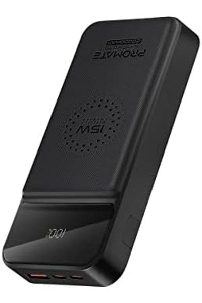 Promate Power Bank, Portable 20000mAh 15W Qi Wireless Charger with 20W USB-C Power Delivery Port, 18