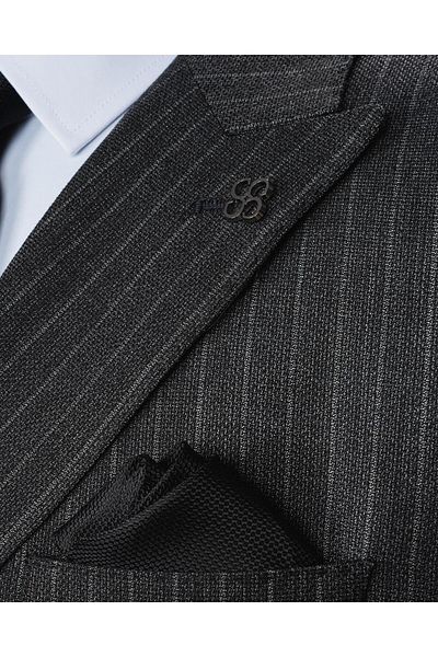 echol Ech. 2344 Textured Narrow Striped Double Breasted Suit