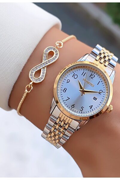 Homies Marka Sarı Gümüş Renk 2 Yıl Garantili Su Geçirmez Kadın Kol Saati - Bi...