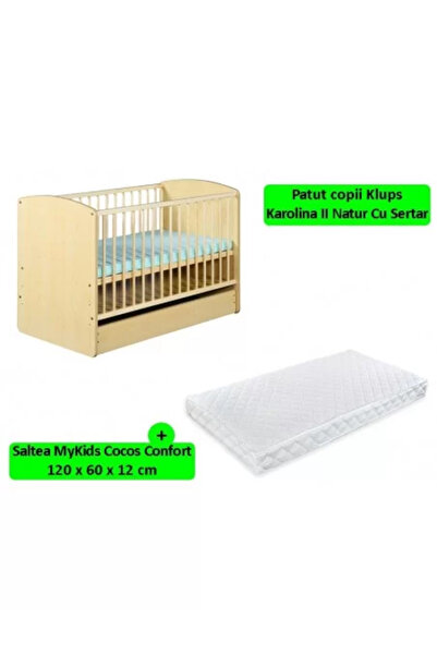 Klups Patut Cu Sertar Karolina II Natur + Saltea 12 MyKids