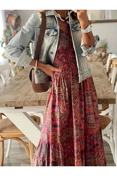 JANES Rochie de damă cu mâneci scurte, cu guler dublu, cu imprimeu maxi oversize