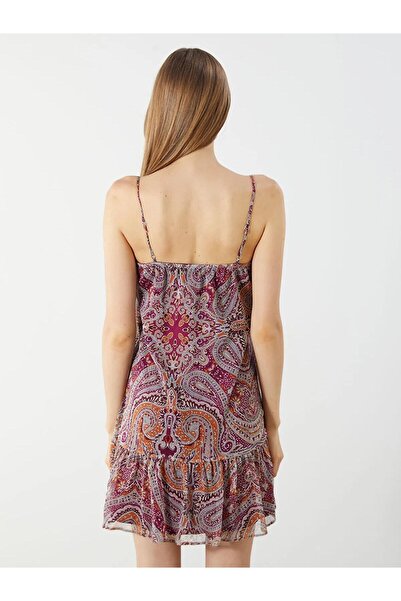 LC Waikiki Lcw Vision Ethnic Patterned Strap A-Line Chiffon Mini Dress (S5)