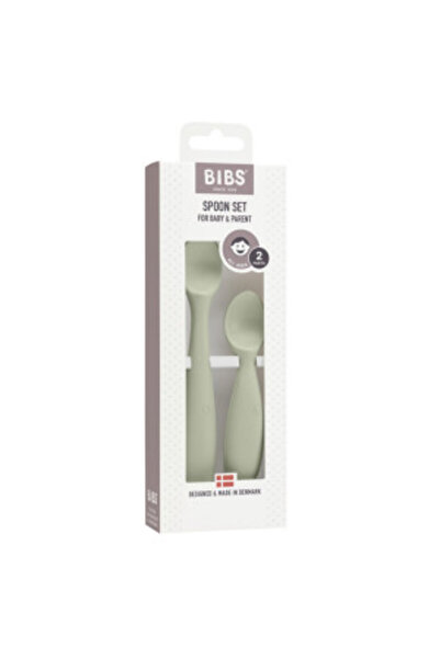 Bibs Set of 2 children's spoons, Bibs, Spoon Set, Sage