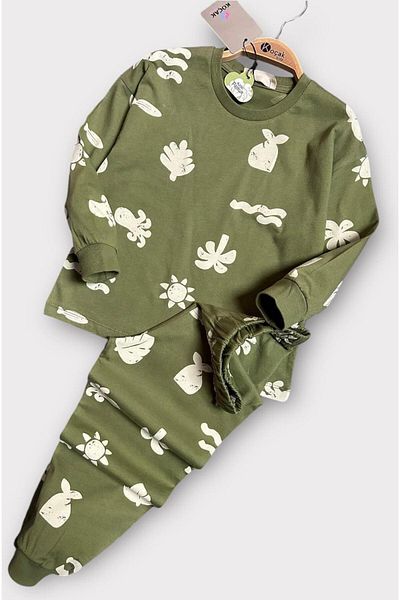 RAPAPA Boy's Long Sleeve Palm Pattern Pajama Set |   3-10 Years 3211H