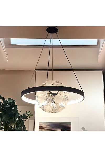 KARAZ Modern black chandelier, diameter 80 cm
