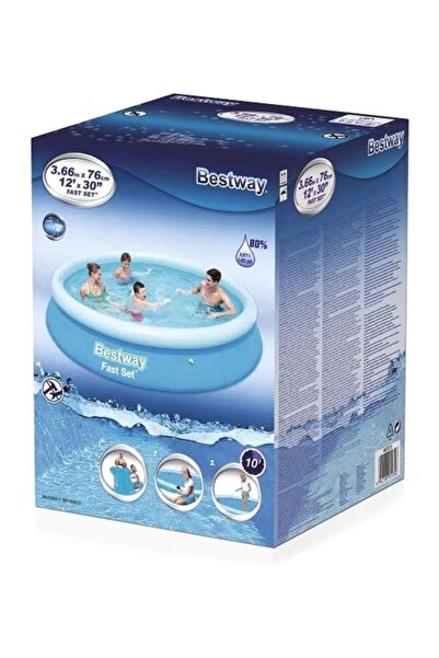 BESTWAY Fast Set Inflatable Swimming Pool 12ft x 30in – Easy Setup Round Pool for Outdoor Summer Fun