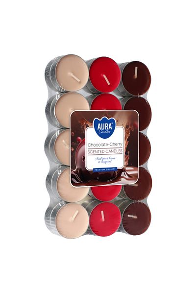 BISPOL Set 30 Lumanari Pastile Parfumate, Aura, Ciocolata si Cirese P30-104