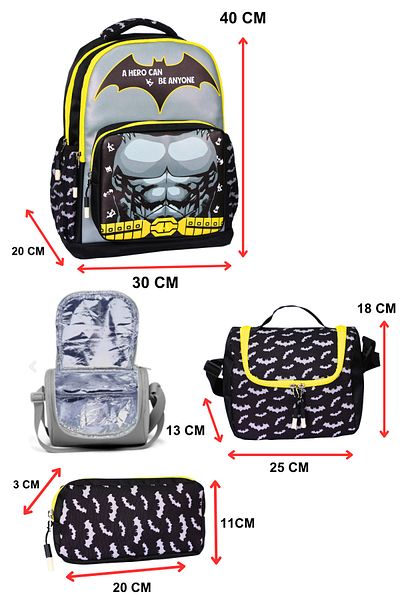Just Polo JP 3-Piece Primary School Yellow Printed School Bag with Lunch and Pen Holder for Boys Just Polo