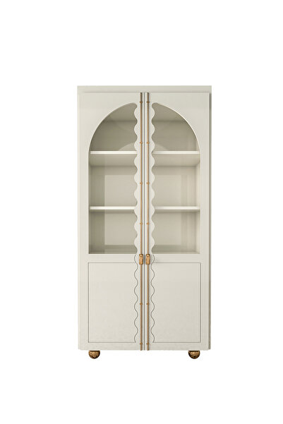 deekobjects Beyaz Çift Kapaklı Vintage Mutfak Dolabı