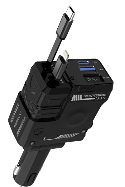 ACL ACC-02 66W Starlight Araç Şarj Cihazı | 4in1 Arada Kablo | Geri Çekilebilir