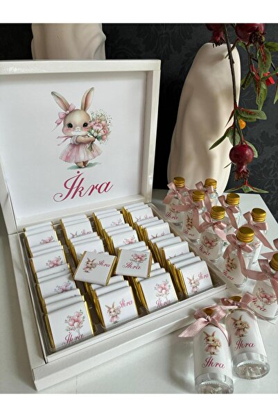 Minemiss Tasarım Kutulu Isme Özel Tasarımlı Kız-erkek 50 Adet Bebek Çikolatas...