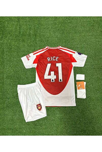 kombinezyum Arsenal 2025-26 Yeni Sezon Declan Rice Iç Saha Çocuk Forması 4lü Set