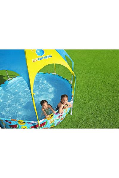 BESTWAY مسبح صغير فوق الأرض - مسبح عائلي سهل التركيب بطول 2.44 متر