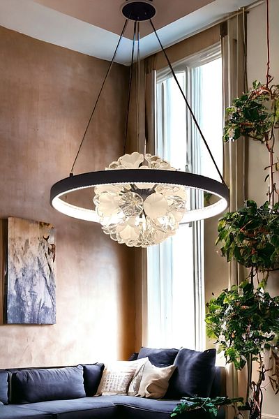 KARAZ Modern black chandelier, diameter 80 cm