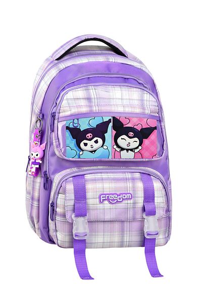 Just Polo JP Kuromi Patterned Luxury and Multi-Pocket Waterproof School Backpack + Kuromi Keychainjust Polo