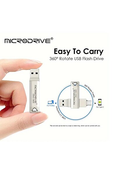 MicroDrive 2 in 1 High Speed 3 USB 3.0 Metal Flash Drive, Keychain Design, Dual USB & Type-C