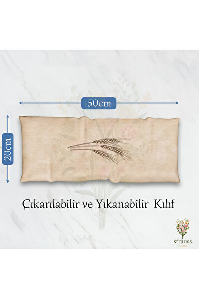 Strauss Home Vintage Buğday Yastığı 50x20 cm – Mikrodalga Uyumlu Doğal , Rahatlatıcı ve Isı Terapisi