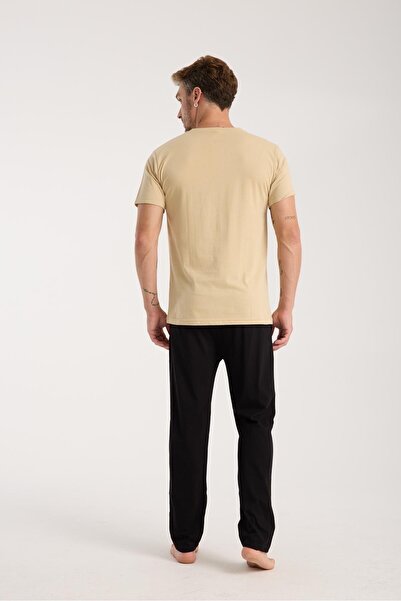 Akbeniz Ανδρικό Σετ Πιτζάμες Χρώμα Μαύρισμα Κοντομάνικο