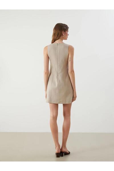 LC Waikiki Мини рокля с V-образно деколте LCW Vision от 100% лен (S5)