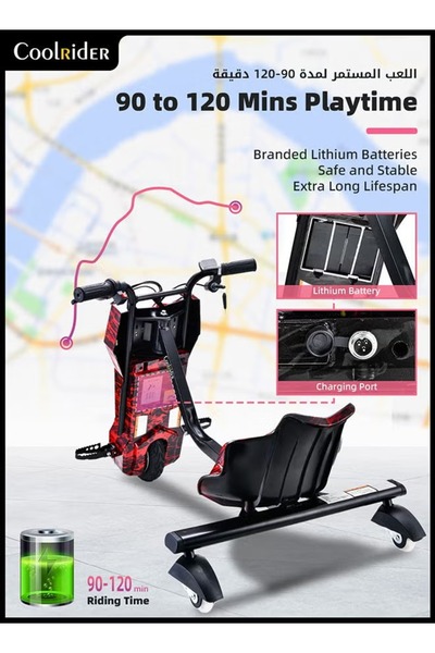 rexa 24V High-Power 360°Children/Adult Electric Drifting Scooter-Adjustable