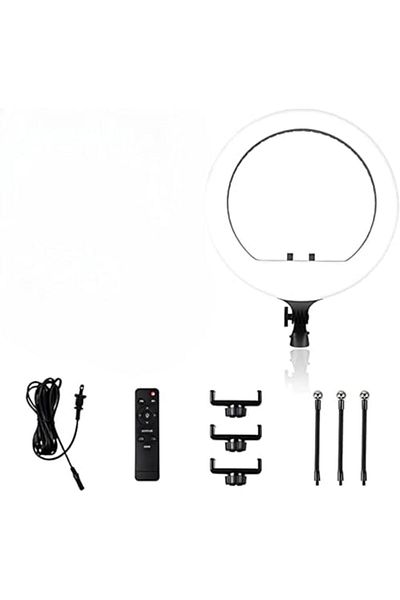 SUKILO 18" Soft Ring LED Light with Remote, 3 Phone Holders, 2700K-6500K Color Temp, USB Charging, S