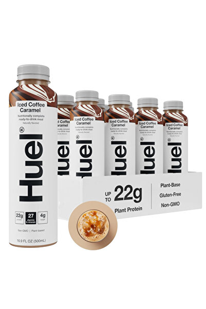 HUEL ميلك شيك بروتين 500 مل، قهوة مثلجة بالكراميل، عبوة من 8 قطع