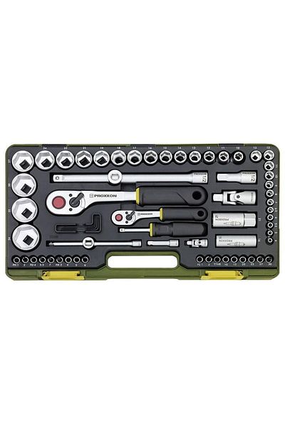 Proxxon Complete socket set, 23286, 1/4" and 1/2", 65 pieces