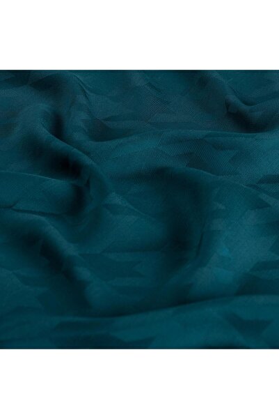 ipekevi Four Seasons Houndstooth Patterned Monogram Shawl 04390-Petrol Blue