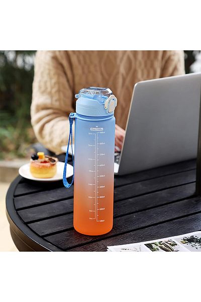 SUKILO 1 Liter Motivational Water Bottle with Time Marker & Straw – Large BPA-Free Sports Bottle f