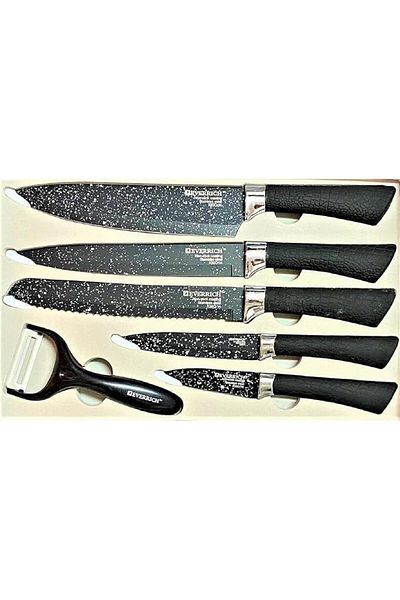 SUKILO 6 Piece Granite Coated Kitchen Knife Set with Peeler