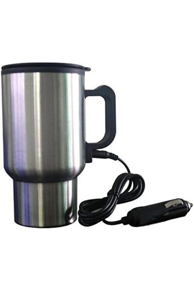 SUKILO كوب سفر لتسخين السيارة من الفولاذ المقاوم للصدأ 12 فولت، سخان أكواب السيارة مع محول السيارة، ترمس f