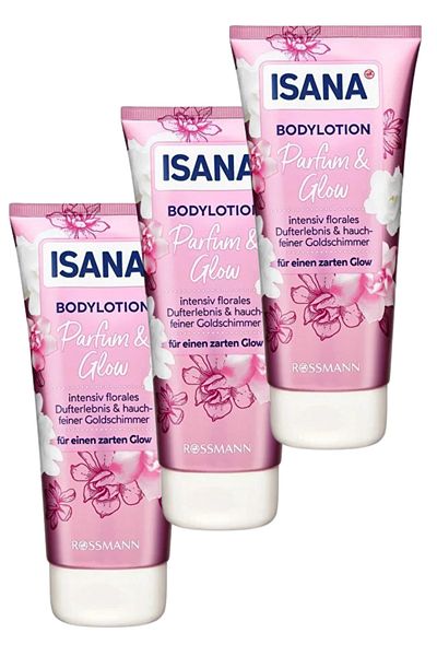 ISANA Vegan Shea Butter Flower Scented Body Lotion Perfume & Glow 200 ml (3 Pieces)