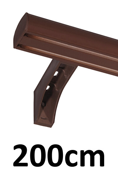 İzen Dekoratif İki Kanallı 200cm Koyu Kahve (Ceviz) Alüminyum Ray Takımı (43m...