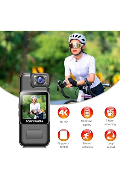 SUKILO HD 4K Body Cam with 180° Rotating Lens, Smart Motion Detection, IR Cut Auto Night Vision, Cy