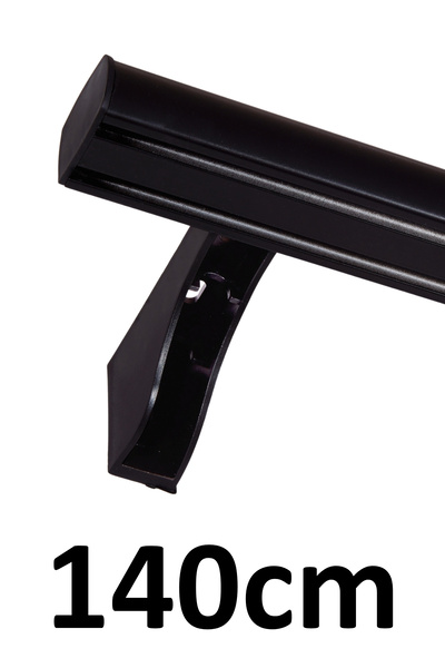 İzen Dekoratif İki Kanallı 140cm Siyah Alüminyum Ray Takımı (43mm) İkili Korn...