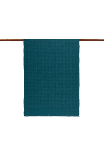 ipekevi Four Seasons Houndstooth Patterned Monogram Shawl 04390-Petrol Blue