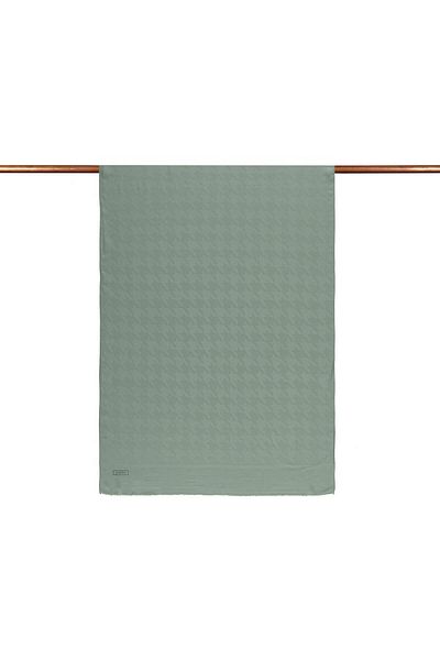 ipekevi Four Seasons Houndstooth Patterned Monogram Shawl 04390-Water Green