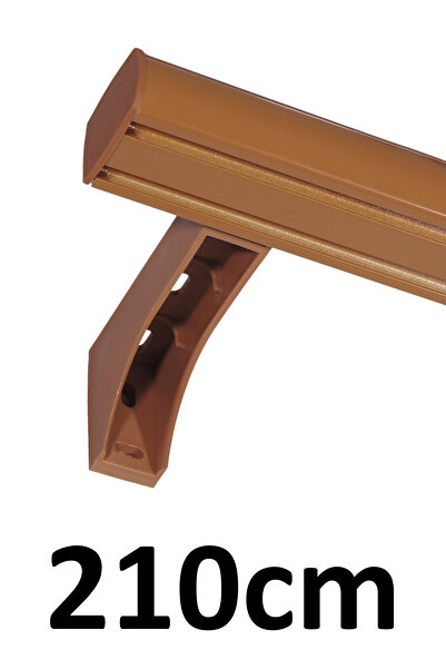 İzen Dekoratif İki Kanallı 210cm Açık Kahve (Meşe) Alüminyum Ray Takımı (43mm...