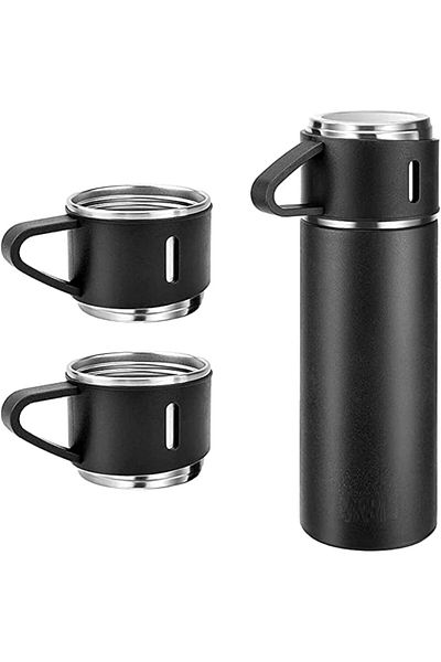 SUKILO 500ml Stainless Steel Thermo Flask with 2 Cups – Double Wall Vacuum Insulated Bottle for Ho