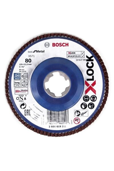 Bosch X-LOCK flap discs, straight version, plastic backing, D125