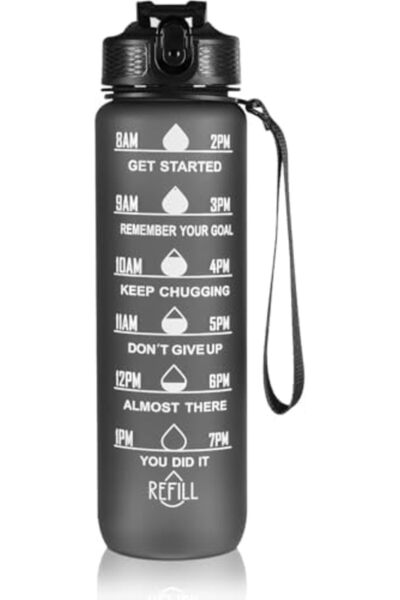 SUKILO 1L Motivational Water Bottle with Time Marker – BPA-Free Leakproof Sports Water Jug for Kid