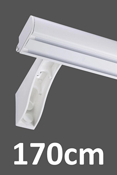 İzen Dekoratif İki Kanallı 170cm Beyaz Alüminyum Ray Takımı (43mm) İkili Korn...