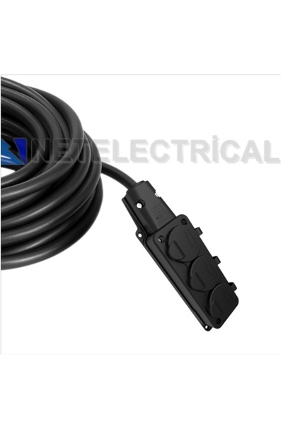 NETELECTRİCAL 3'LÜ 8 METRE 3X4 TTR TAM BAKIR KALIN KABLOLU BEMİS KAUÇUK BAŞLIKLI GRUP PRİZ