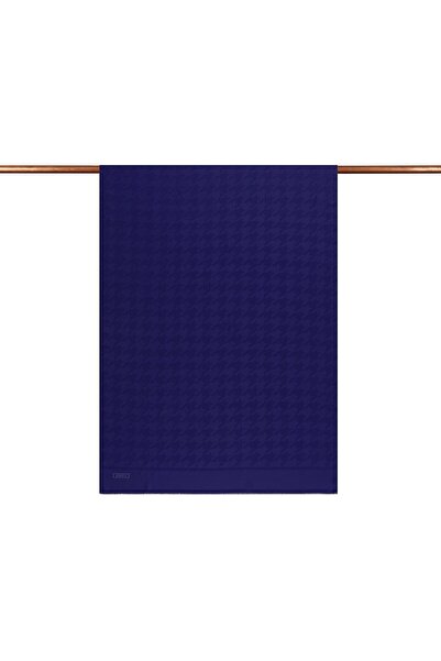 ipekevi Four Seasons Houndstooth Patterned Monogram Shawl 04390-Sax Blue
