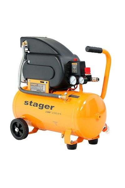 STAGER Air 20D24 compresor aer, 24L, 8bar, 200L/min, monofazat, angrenare directa