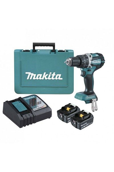 Makita DHP484RTE Masina de gaurit si insurubat cu percutie Li-Ion, 18V, 60Nm + 2 x acumulator 5Ah + in